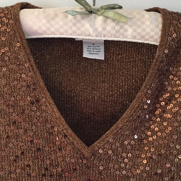 Bronze knit front sequined top - Picture 3 of 7